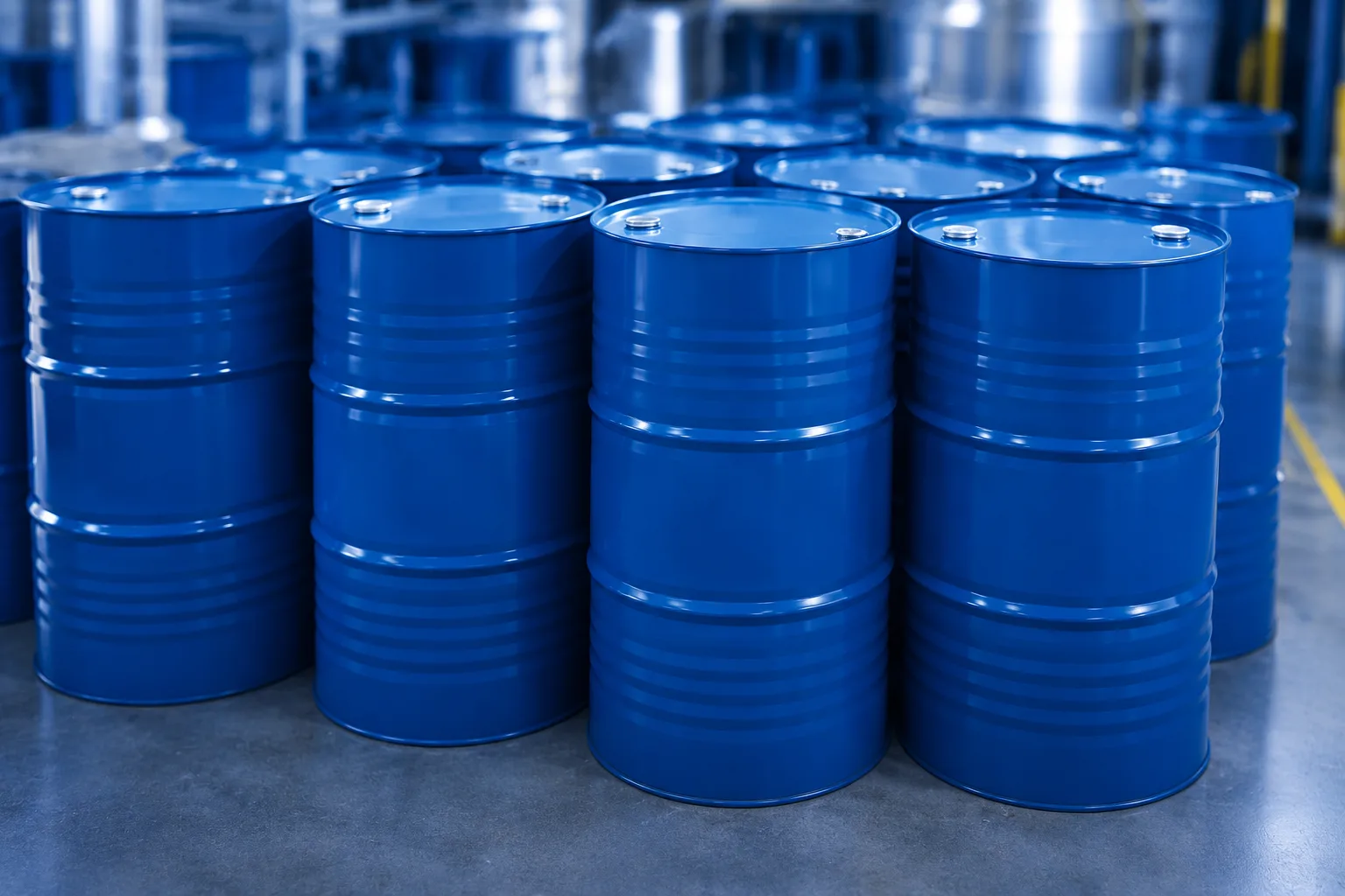 Industrial chemical drums ready for supply